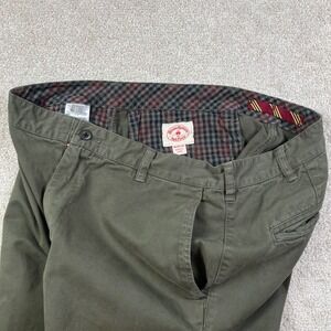 Brooks Brothers Red Fleece Chino Pants Men's 34x30 (34x29) Olive Green Stretch